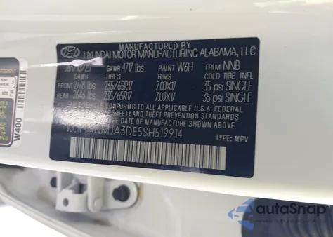 2025 Hyundai Tucson Se from USA, damaged, VIN 5NMJA3DE5SH519914